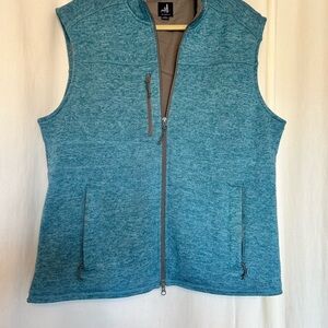 johnnie-O Heathered Teal Full-Zip Vest